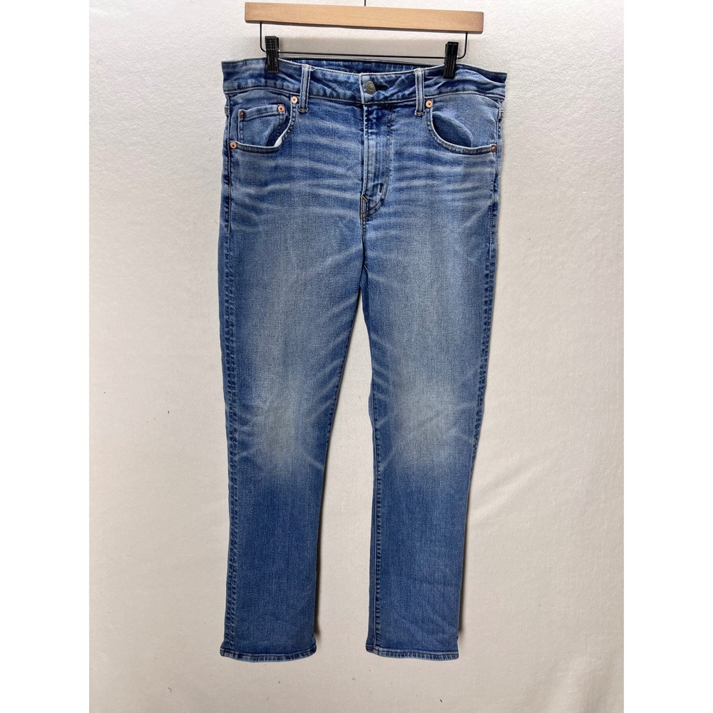 American Eagle Original Straight Jeans Mens 34x32 Blue Airflex+ Denim 3348